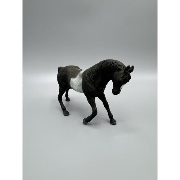 Vintage Hard Plastic Black & White Horse Stallion Figure 6 Inch - Picture 2 of 7